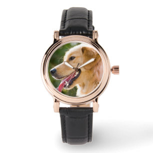 Goldenes Retriever-Profil mit Zunge-Out Armbanduhr