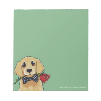 Goldenes Retriever und kleine Rose Notepad Notizblock