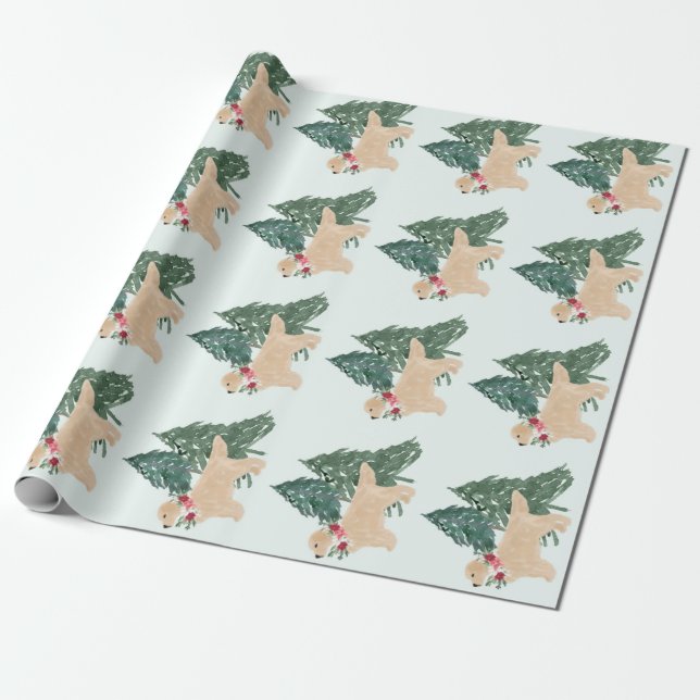 Goldenes Retriever-Weihnachtswrapping Geschenkpapier (Ungerollt)