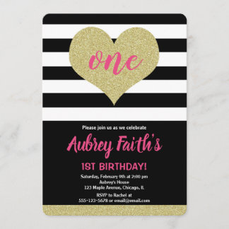 Goldenes rosa Herzvalentin Einladung