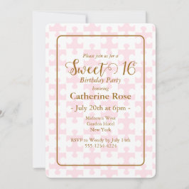 Goldenes Rosa und weißes Puzzle Schachsüß 16 Einladung