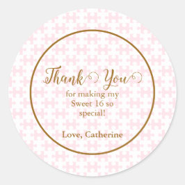 Goldenes Rosa und weißes Puzzle Schachsüß 16 Runder Aufkleber