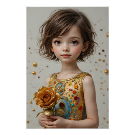 Goldenes Rose Portrait Poster