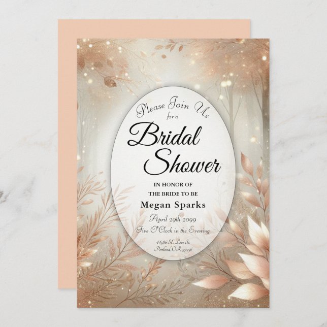 Goldenes Rosewood Bezauberndes Brautparty Einladung (Vorne/Hinten)