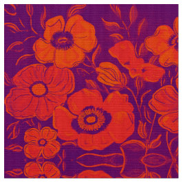 Goldenes Rot und Lila Blumengewebe Stoff