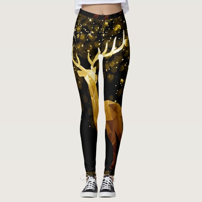 GOLDENES ROTWILD-SCHWARZES LEGGINGS (Vorderseite)