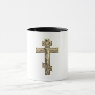 Goldenes russisch orthodoxes Kreuz Tasse