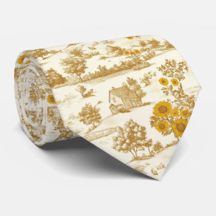 Goldenes rustikales Sonnenblumen-Land-Toile-Muster Krawatte