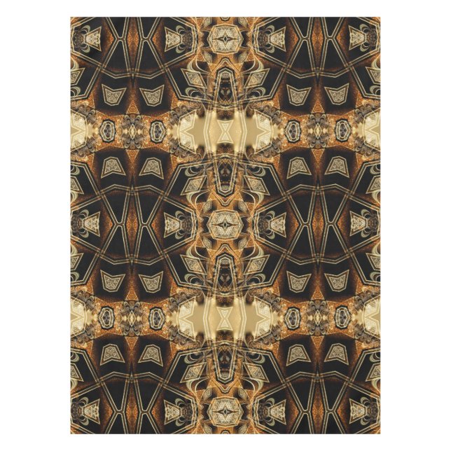 Goldenes Satin Spitzen Geometrisches Mustertablett Tischdecke (Vorderseite)