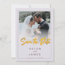 Goldenes Save the Date Foto Klassikkarte