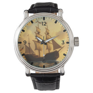 Goldenes Schiff Armbanduhr
