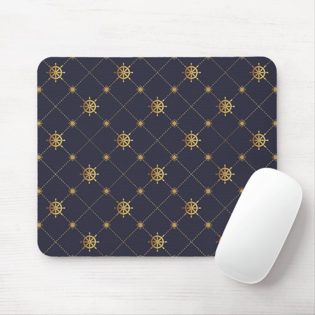 Goldenes Schiffrad Mousepad (Mit Mouse)