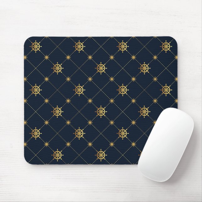 Goldenes Schiffrad Mousepad (Mit Mouse)
