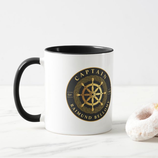 Goldenes Schiffrad Tasse (Mit Donut)