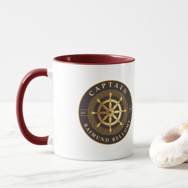 Goldenes Schiffrad Tasse (Mit Donut)