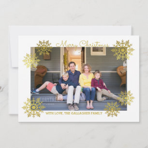 Goldenes schimmerndes Chic Snowflake Holiday Foto Feiertagskarte