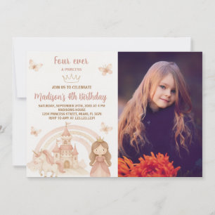 Goldenes Schloss & Einhorn Party Einladung zum Fot