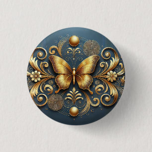 Goldenes Schmetterlingsdesign Button
