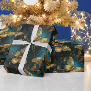 Goldenes Schmetterlingspapier Geschenkpapier