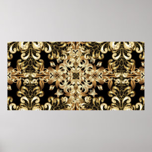 Goldenes Schneeflocken einfaches nahtloses Muster. Poster