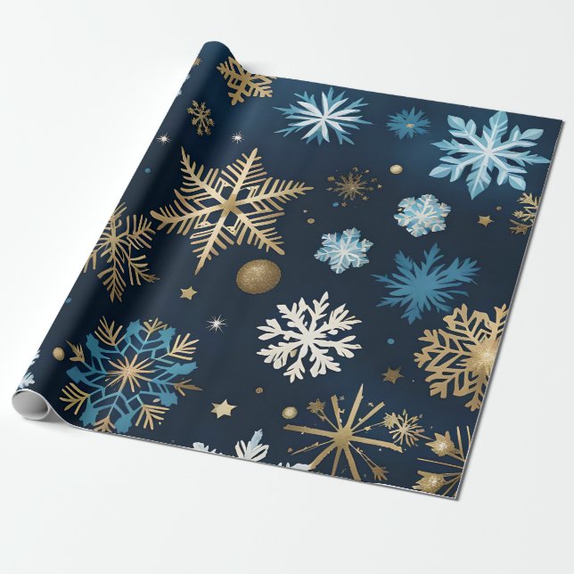 goldenes Schneeflockenpapier Geschenkpapier (Ungerollt)