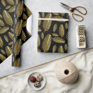 Goldenes Schwarzblattmuster Geschenkpapier