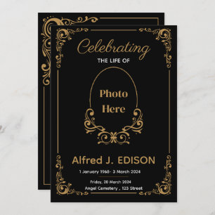 Goldenes Schwarzes Beerdigungsprogramm, Beerdigung Einladung