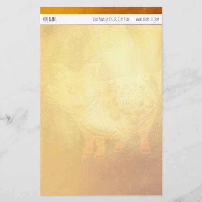 Goldenes Schwein Chinesisches Neujahrsbuch persona Briefpapier (Vorderseite)
