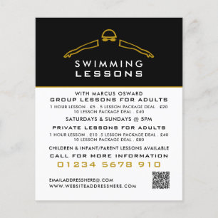 Goldenes Schwimmsymbol, Schwimmen Lektion Werbung Flyer