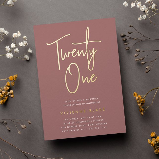 Goldenes Script 21. Geburtstag Party Folieneinladung (Von Creator hochgeladen)