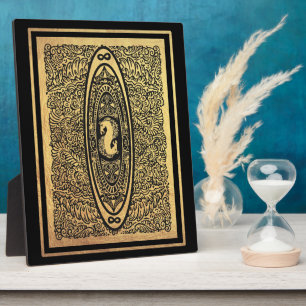 Goldenes Seepferd Mandala - Verziertes Design der Fotoplatte
