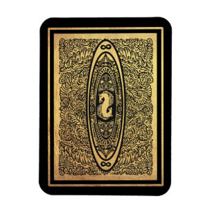 Goldenes Seepferd Mandala - Verziertes Design der  Magnet