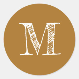Goldenes Senfmonogramm-Initial Runder Aufkleber