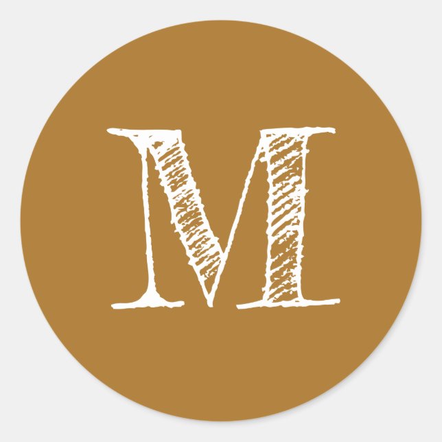 Goldenes Senfmonogramm-Initial Runder Aufkleber (Vorderseite)