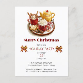 Goldenes Set mit heißem Choco, Weihnachten Postkarte