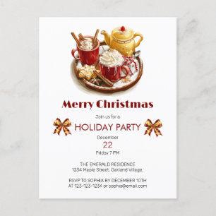 Goldenes Set mit heißem Choco, Weihnachten Postkarte