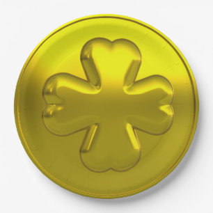 Goldenes Shamrock-Münzen-Luxus für St. Patrick's D Pappteller