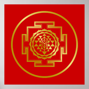 Goldenes Shree Yantra Poster