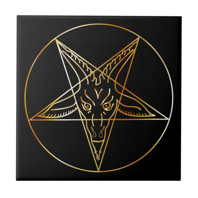 Goldenes sigil von Baphomet Fliese (Vorderseite)