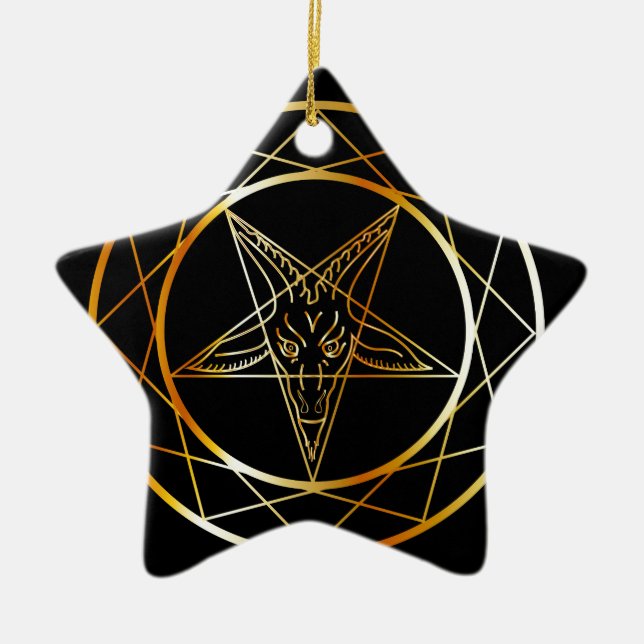 Goldenes sigil von Baphomet Keramik Ornament (Vorne)