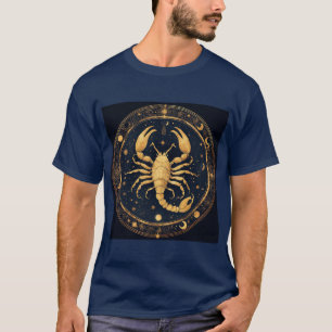 Goldenes Skorpion-Kunstwerk mit astrologischen Sym T-Shirt