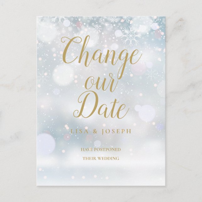 Goldenes Skript ändert das Datum, an dem das Winte Postkarte (Vorderseite)