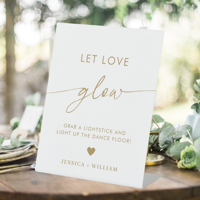 Goldenes Skript Lasse Liebe Glühen Hochzeitsglanz- Sockelschild (Von Creator hochgeladen)