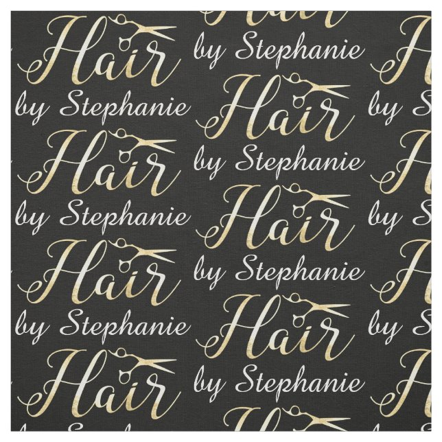 Goldenes Skript Scissors Hairstylist-Friseursalon Stoff (Muster)