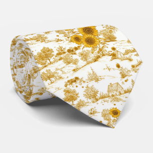 Goldenes Sonnenblumen-Cottagecore-Land-Toile Krawatte