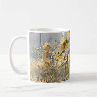 Goldenes Sonnenblumenfeld-Wasserfarben-Tasse Kaffeetasse