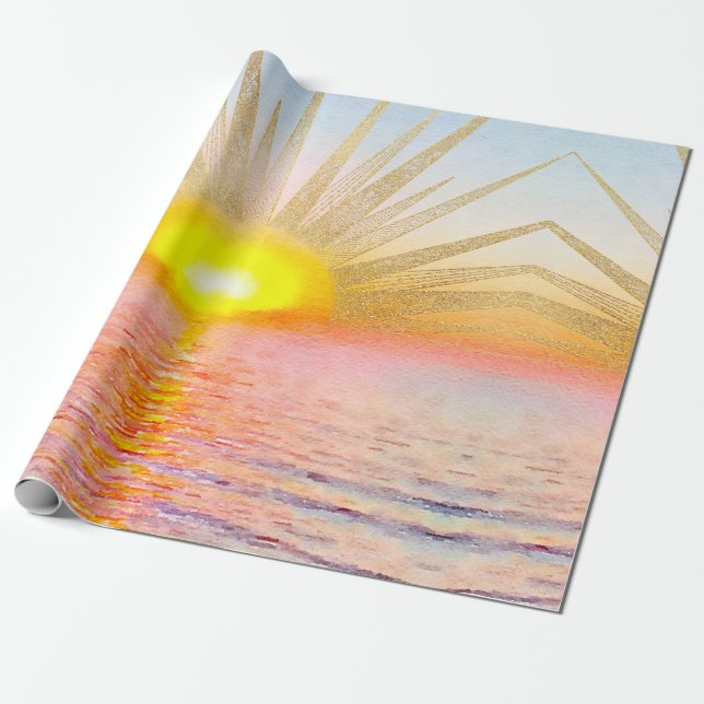 Goldenes Sonnenuntergang Mandala Geschenkpapier (Ungerollt)