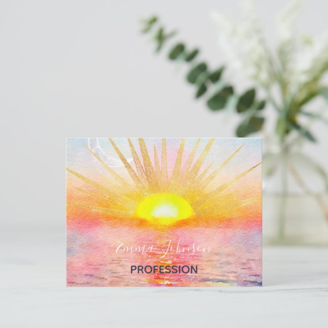 Goldenes Sonnenuntergang Mandala Postkarte (Stehend Vorderseite)