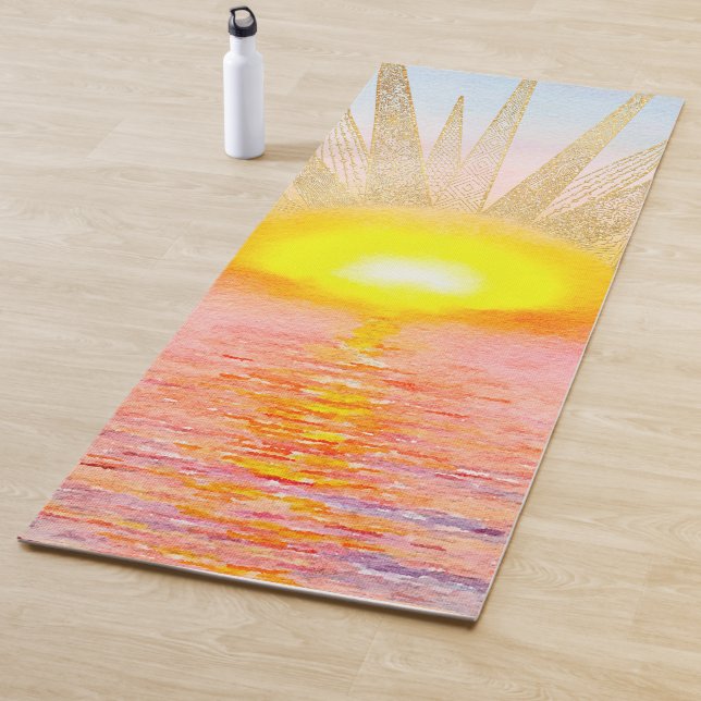 Goldenes Sonnenuntergang Mandala Yogamatte (Beispiel)