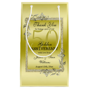 Goldenes Spiel & Glitzer 50. Hochzeitsjubiläum Kleine Geschenktüte